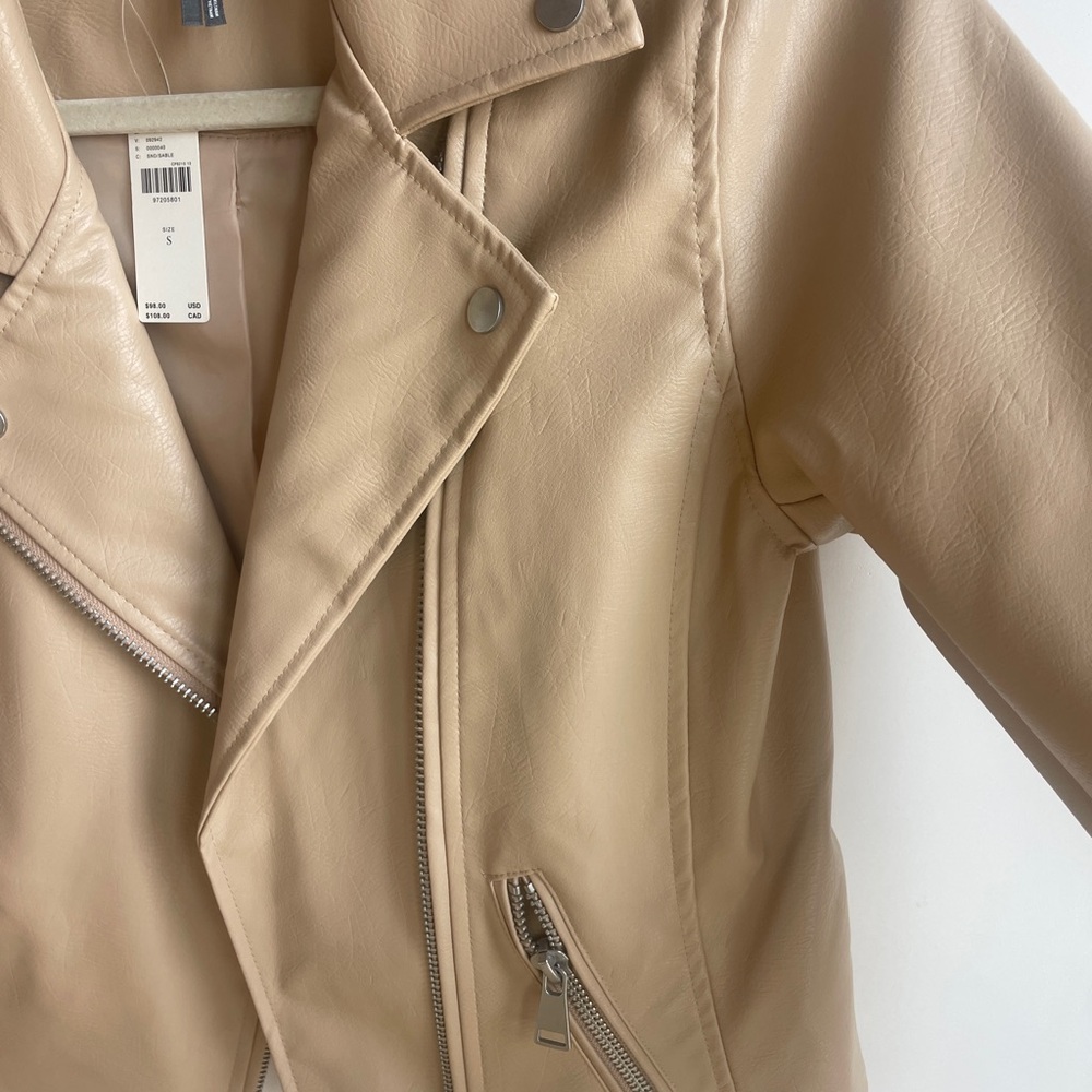 Anthropologie Beige Leather Moto Jacket - Picture 3 of 5